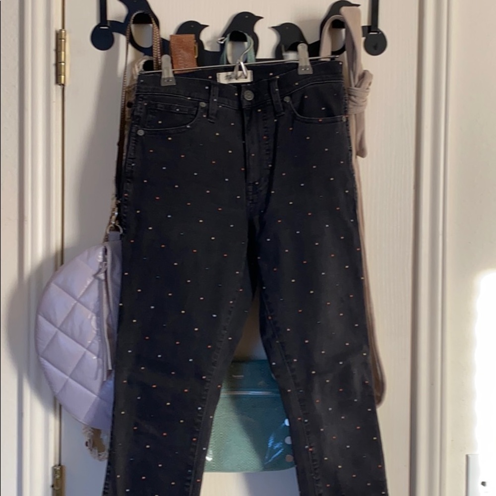 Rainbow dot skinny jeans